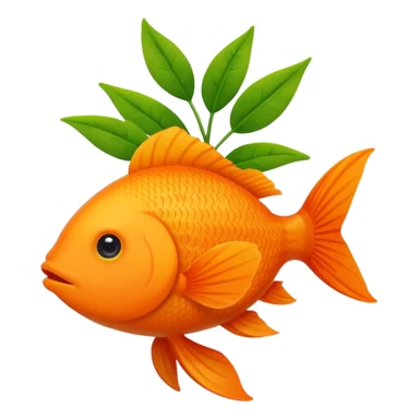 A fish holding a plant sticker