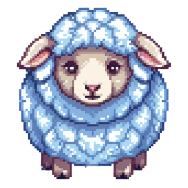 dreamy pastel blue sheep with fluffy wool and sleepy expression, like from a dream sticker