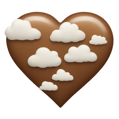 brown heart with three small clouds sticker
