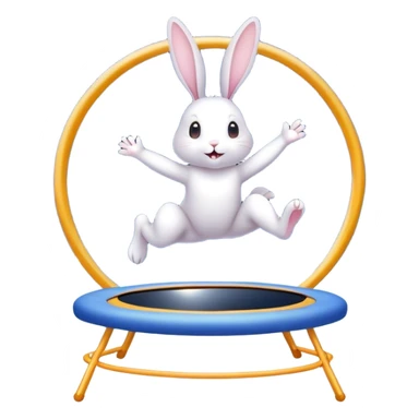 rabbit jumping on trampoline with faeries and starry sky and mirror sticker