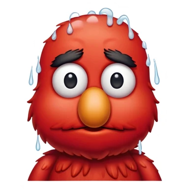 A sad Elmo with tears in his eyes, looking down sticker