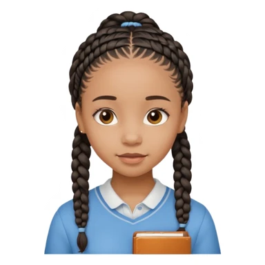 black cute young adult girl with classes and braids sticker
