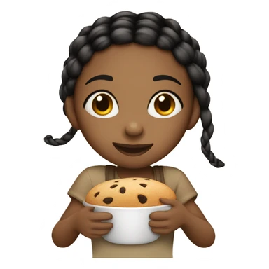 Girl that’s brown with black braids eating sticker