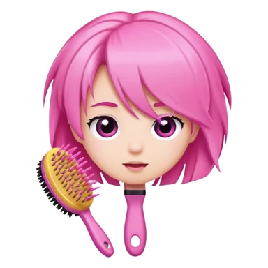 pink hair brush sticker