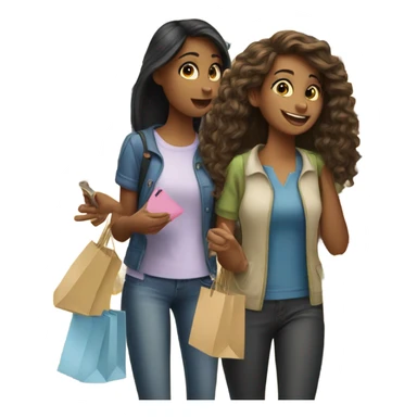 Three girls shopping for disney sticker
