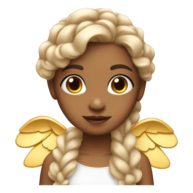 Cute Girl with Angel Wings and one golden bow in braided hair sticker