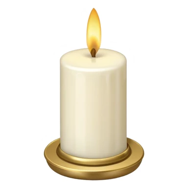 white candle with a tiny bell sticker