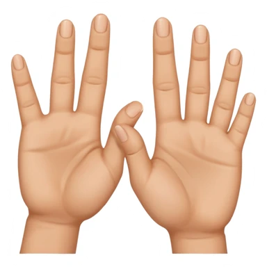 Fais-moi demain coller les unes à côté des autres. La première main gauche le pouce, l’index, majeur sont levé alors que l’annulaire et auriculaire sont repliés. Reproduit la même chose pour la main droite. sticker