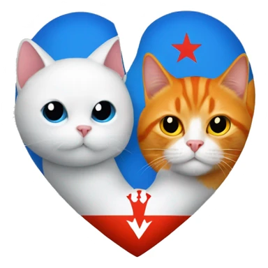 Albanian flag and orange cat with in the blue heart sticker