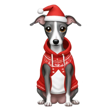 Italian greyhound in Christmas hoodie sticker