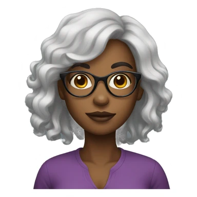 A black women with glasses and big eyes sticker