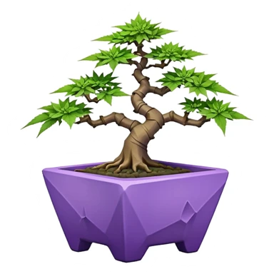  small bonsai pot trident maple purple marijuana with triangular angular faceted asymmetrical original shaped body  sticker