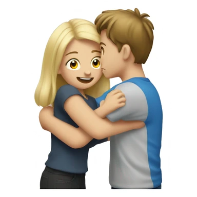 Blonde girl hugs a brunette boy sticker