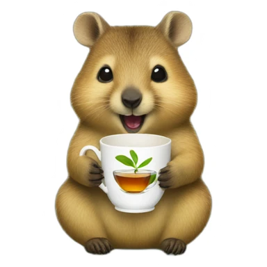 quokka drinks tea sticker