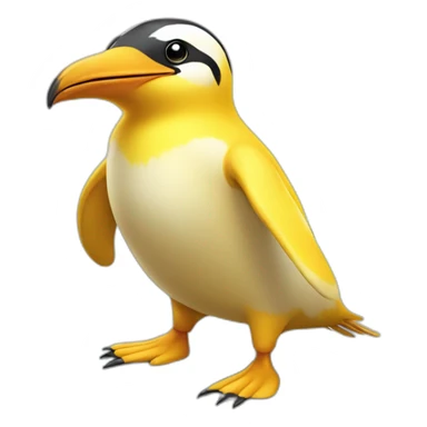 yellow penguin with a large beak that knows how to fly, that is happy and has many feathers sticker