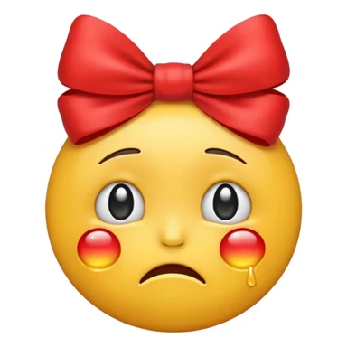 crying emoji with a red bow on top sticker