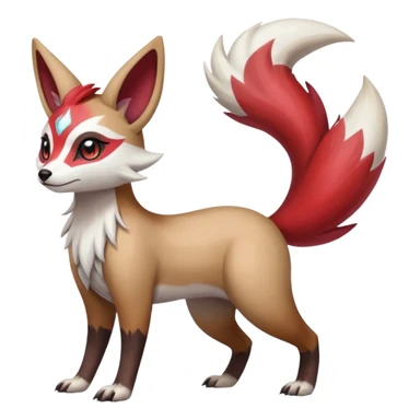 Hyper-realistic Colorful Skilled Adept Graceful Asian Painted Meloetta-Furret-Lycanroc-Zangoose-fusion-hybrid-creature (full body) sticker