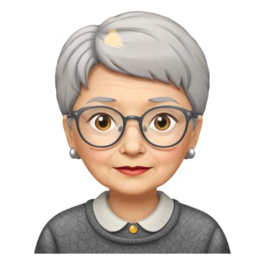 Old lady with short grey hair and glasses sticker