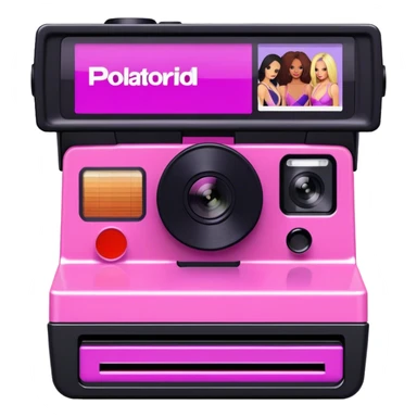Pink, black, and purple Polaroid 637 Spice Cam camera, Spice Girls sticker