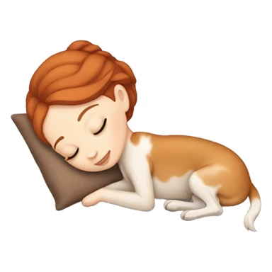 White girl auburn hair sleeping with Carolina dog sticker