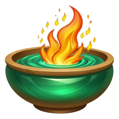 Enchanted emerald fire rising from a stone bowl sticker