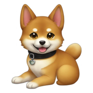 shibainu and black cat lovely sticker