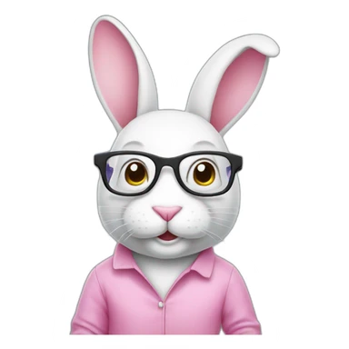 Specialist pink rabbit with glasses sticker