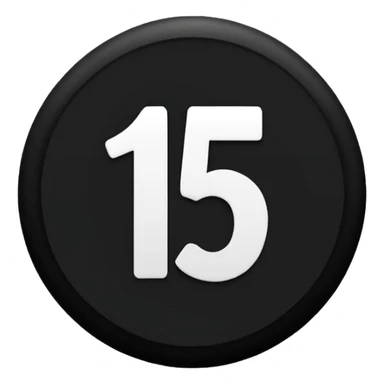 The number 15 in a black circle sticker