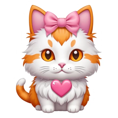 A cute cat with a pink bow and heart  sticker