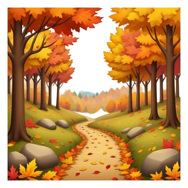 autumn fall scene with a colorful leaves forest, cozy atmosphere sticker