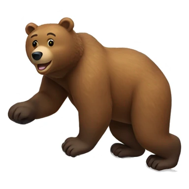 Brown bear sliding down snowy mountains  sticker