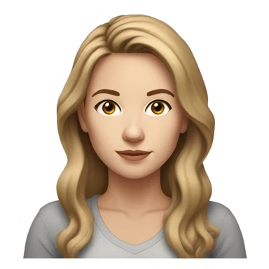 headshot, white woman tanktop, light brown eyes, mid-length light brown hair sticker