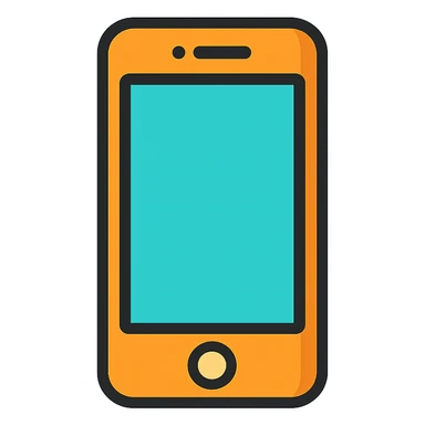 iPhone, lineal color outlined icon style, black outlines, simple and modern, no text sticker