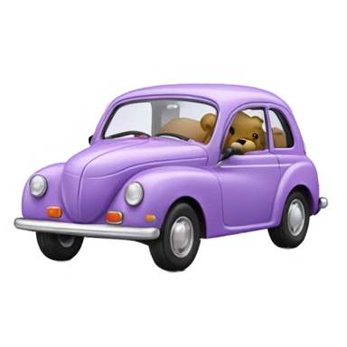 Teddy car on lilac ski  sticker