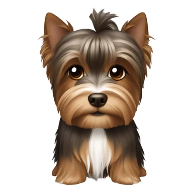 Deep Brown and white Yorkshire Terrier Witz Brown Hair Girl  sticker