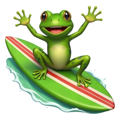 Une grenouille qui surf sur un bateau  sticker