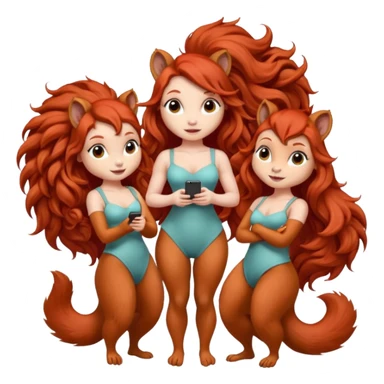 I would like a red feminine squirrel pack, bonus points if you can incorporate long curly red hair, humanoid, more sexy looking than cute sticker
