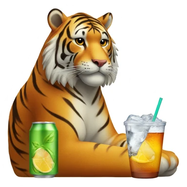 Tiger with an iced tea sticker