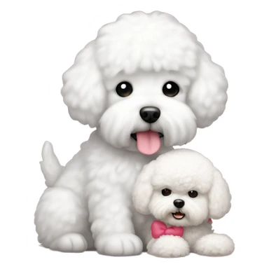 hello kitty with bichon frise dog cuddling sticker