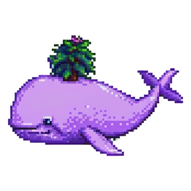 Magic whale, pixel art style, pink and purple colors sticker