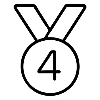 medal for 4th place with number 4, clean and simple design sticker