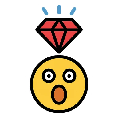 surprised face with a ruby above the head sticker