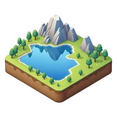 landscape isometric 3d, lake on edge sticker