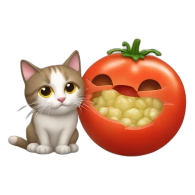 Une tomate qui mange un chat sticker