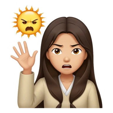 Brunette long hair  Asian girl waking up angry  sticker