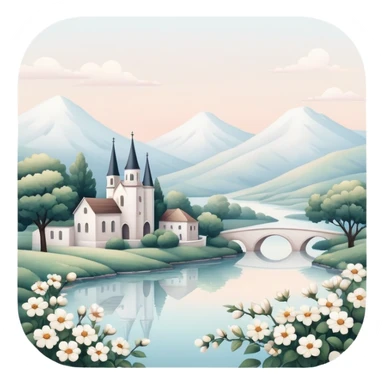 White romantic vintage aesthetic scenery  sticker