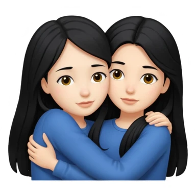 girl with black long hair hug girl with black mid length hair sticker