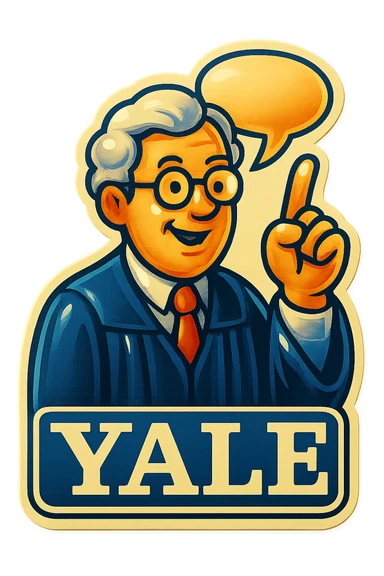 Профессор Йельского университета показываем указательный палец вверх, от головы отходить bubble speech sticker