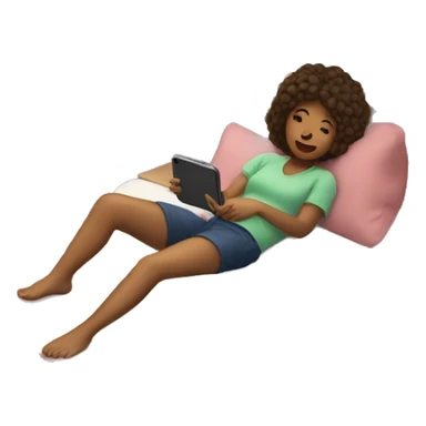 Girl laying in her bed playing on her iPhone  sticker