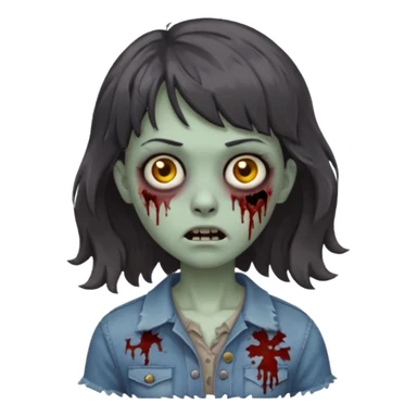 A zombie with big wavy dark hair and short bangs sticker